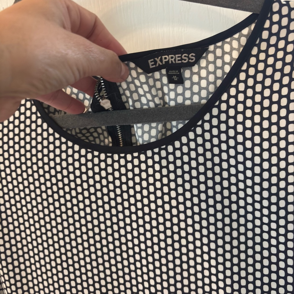Express Monochrome Mesh Pattern Top